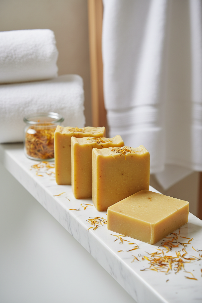 Calendula Soap - Bathroom Setting
