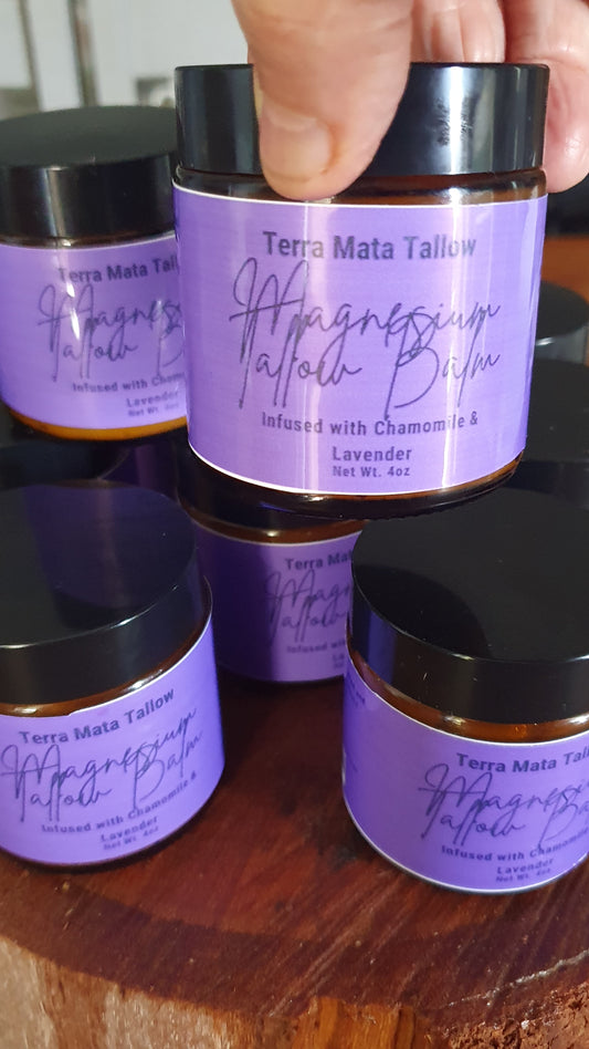 Magnesium tallow balm with lavender and chamomile