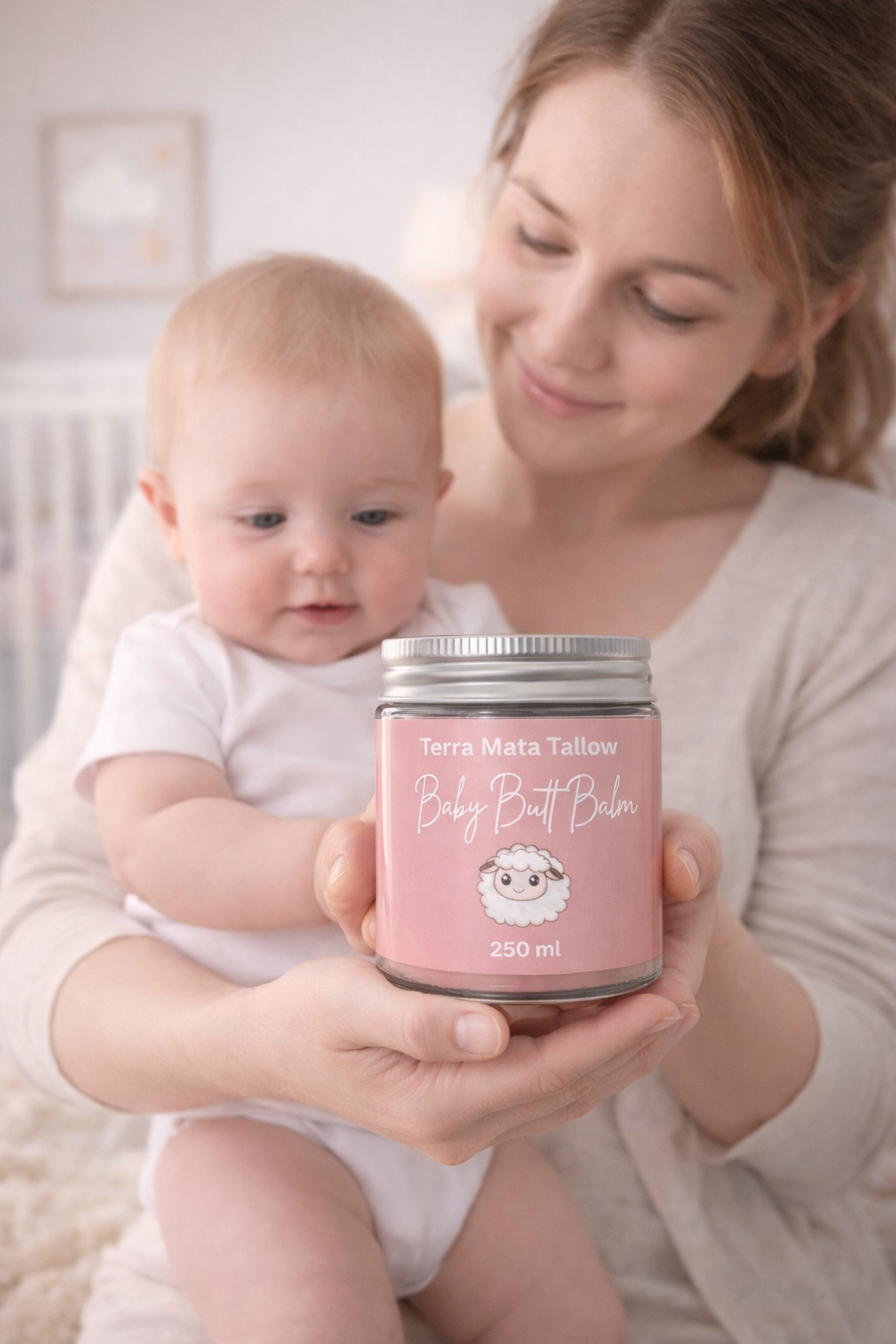 Baby Butt Balm - baby rash treatment with grass - fed tallow and calamine
