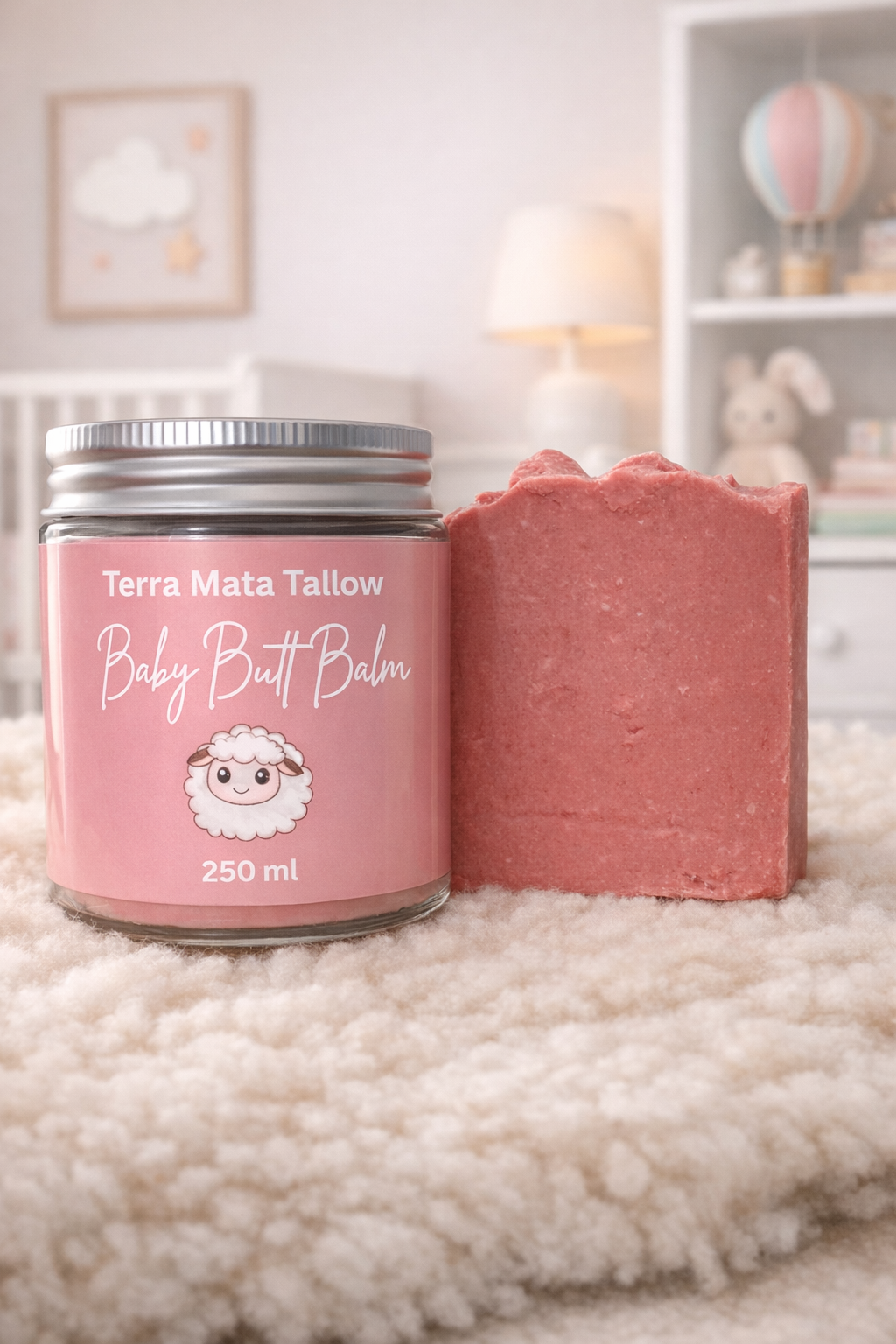 Baby Butt Balm - Natural baby rash treatment with grass - fed tallow and calamine