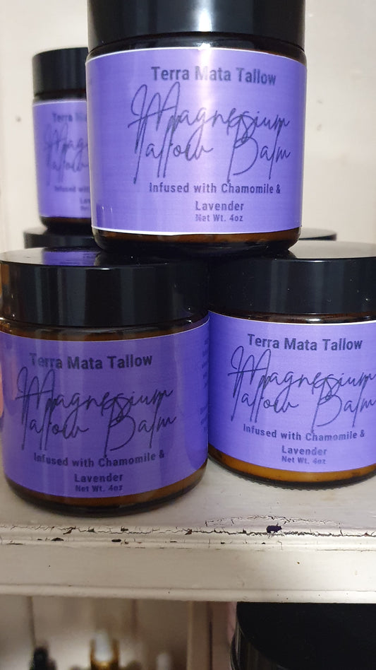 Magnesium tallow balm with lavender and chamomile